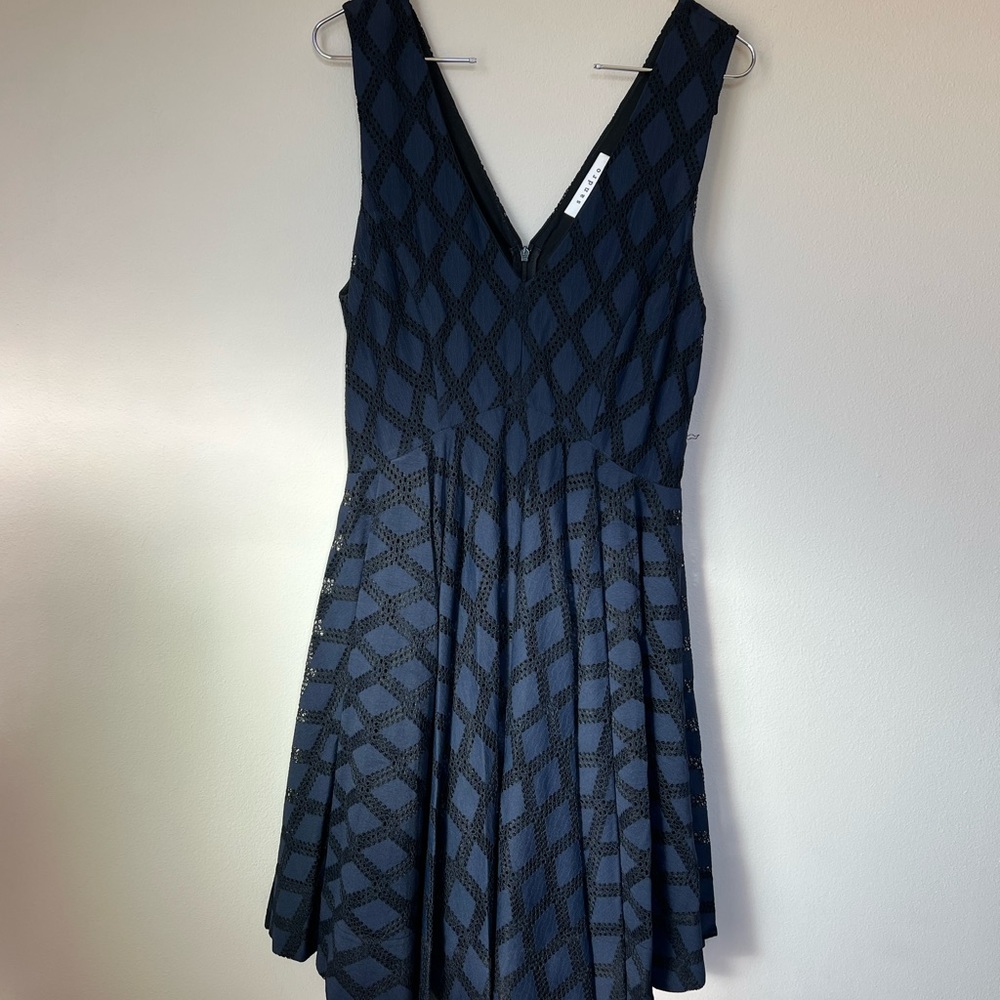 Sandro navy blue black mini dress 1